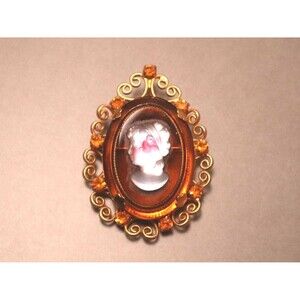 Juliana Celebrity NY Cameo Brooch Pendant D&E Rhinestones